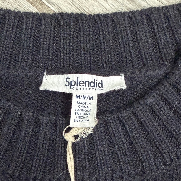 Splendid Leanna Black Sweater with Sequin Embellished Sleeves - Picture 5 of 5